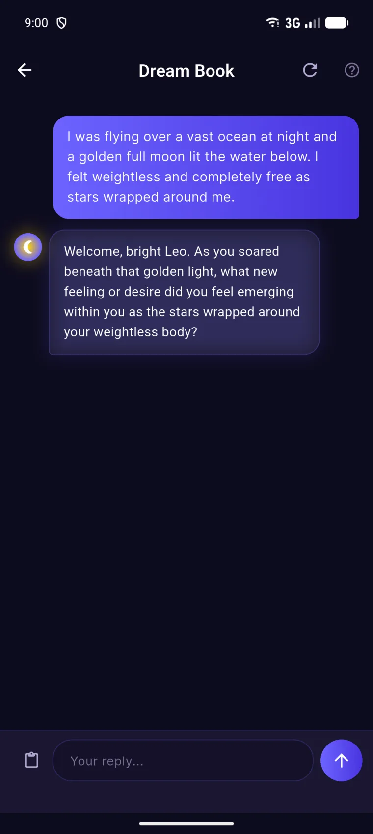 Dream interpreter conversation that references the user's Leo sign